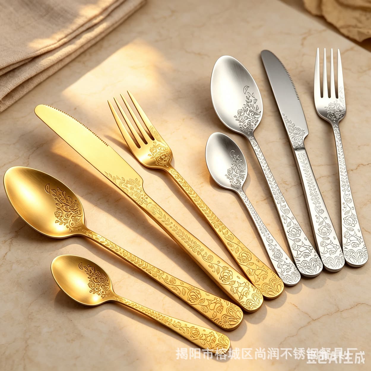 304 stainless steel cutlery, forks and spoons, retro carved western food tableware, hotel restaurant steak cutlery, frosted roses