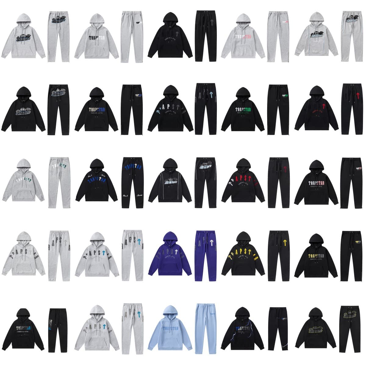 Trapstar Trendy Brand Letter Embroidered Hooded Sweatshirt Casual Sports Suit Men's Autumn New Street Fashion Couple Set