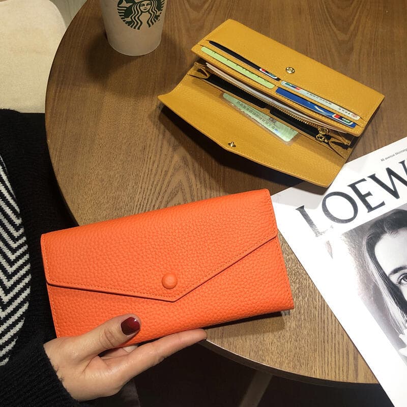 Genuine Leather Wallet for Women, Top Layer Cowhide, Long and Short Wallet Clutch, Large Capacity Soft Leather, Exquisite Document and Phone Bag