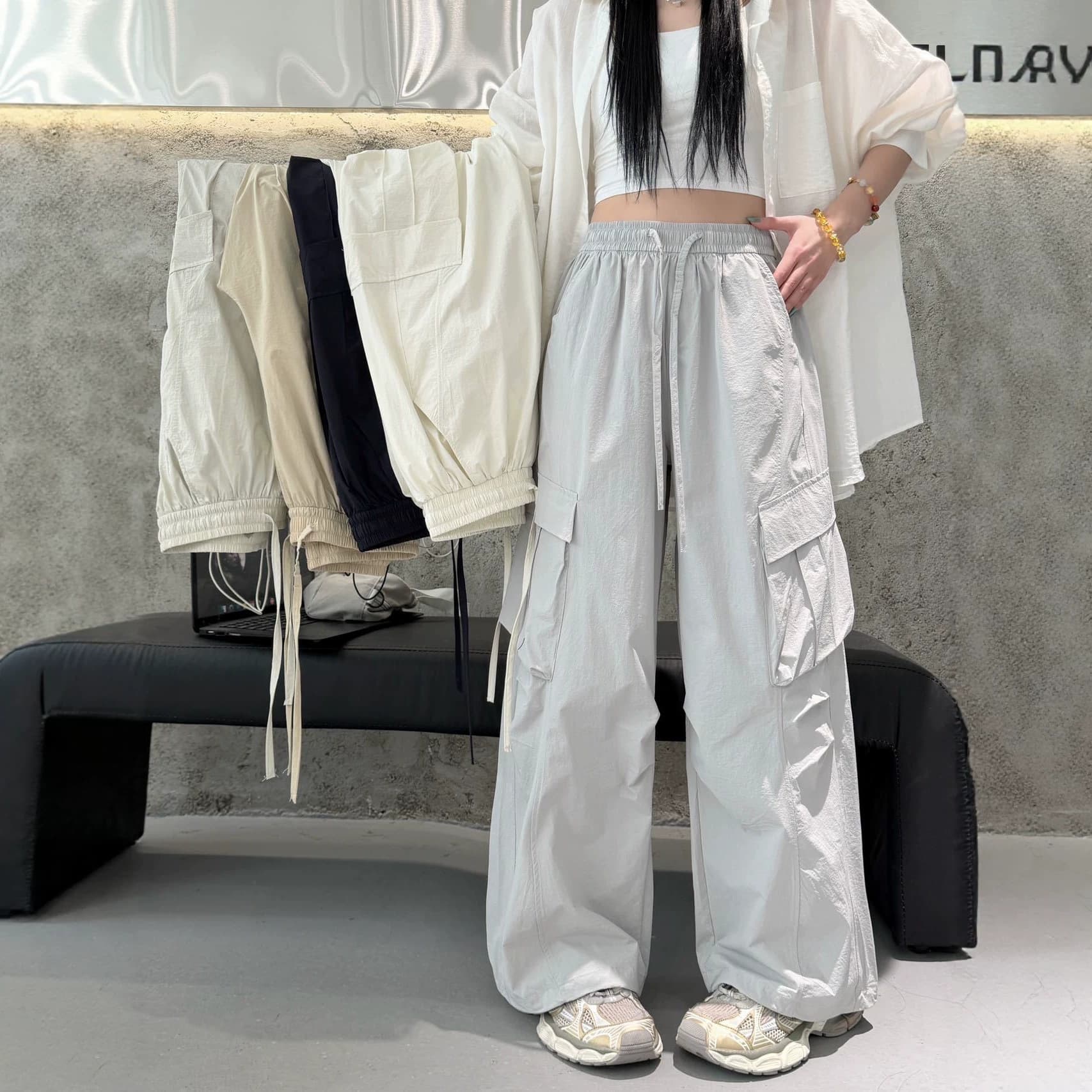 6797 Quick-Dry Casual Cargo Pants for Women 2026 Summer High-Quality Korean Fashion Loose Wide-Leg Sweatpants