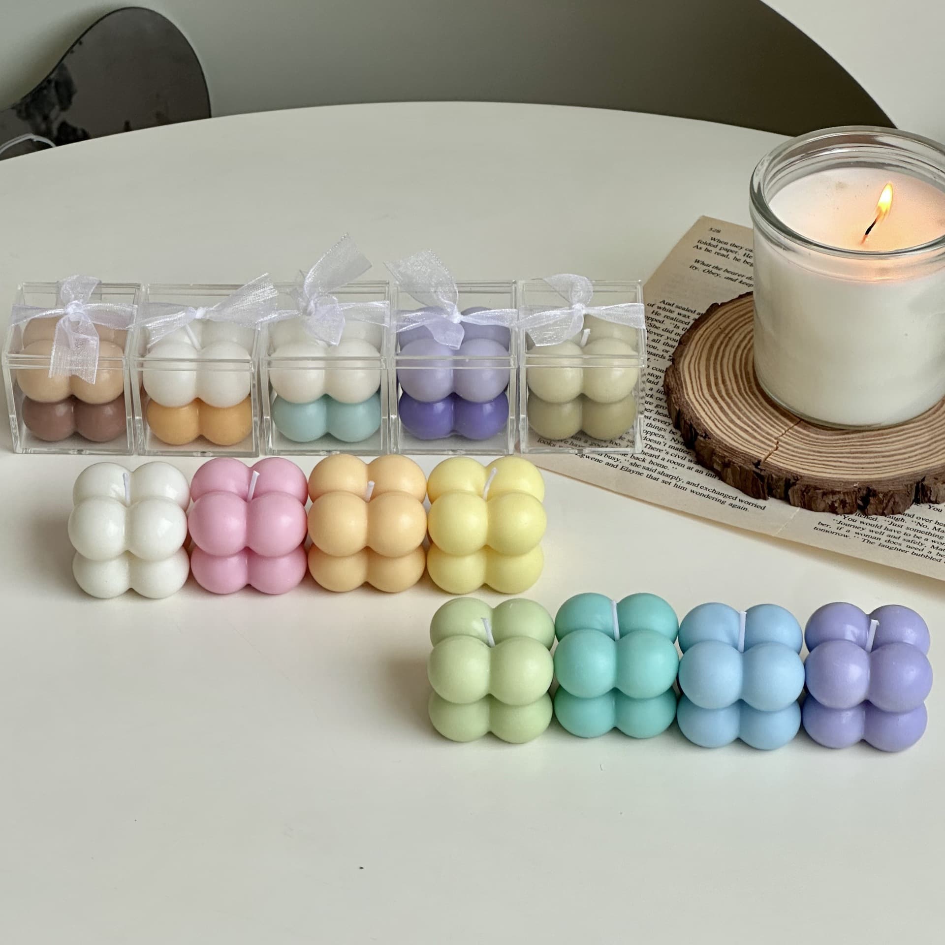 Cross-border mini Rubik's Cube Soybean Milk Candle photo props to send customers mini aromatherapy candles as wedding souvenirs