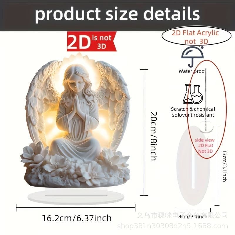 Cross-border Hot-selling Rose Praying Fairy 2D Flat Acrylic Ornament Home Bedroom Desktop Decorative Ornament