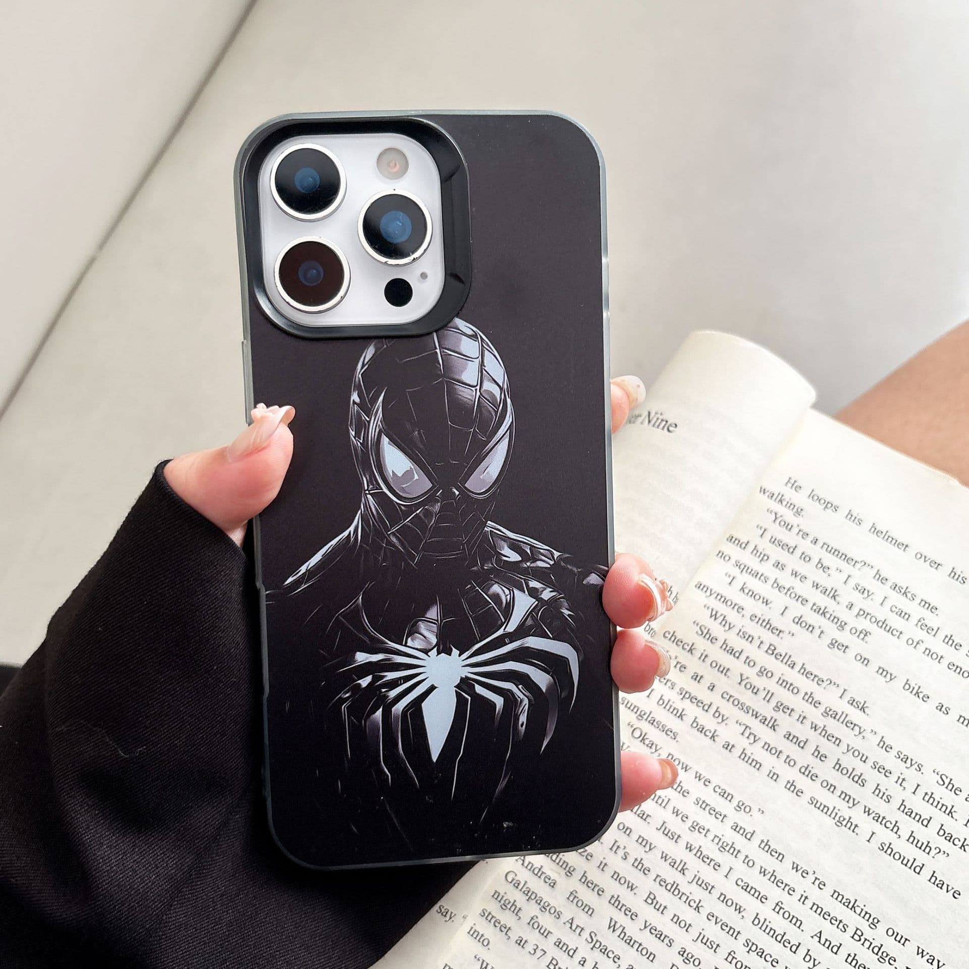 Black Spider-Man Phone Case Compatible with iPhone 17 Pro Max, Apple 16, Premium 15 Full-Coverage Shockproof Soft Case for Men