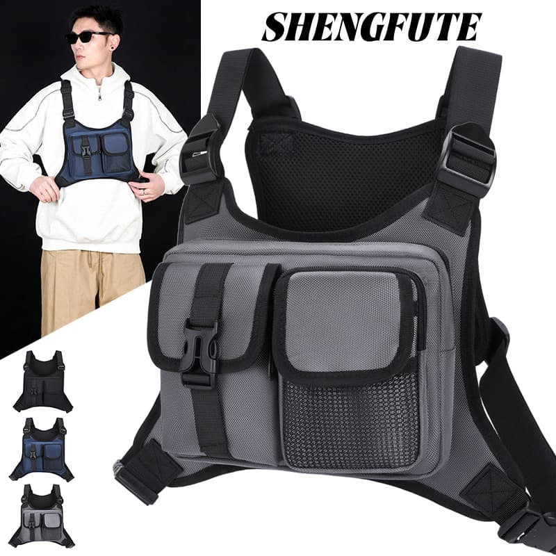 New outdoor tactical bag for men, trendy functional cycling bag, casual sports vest, vest bag, portable chest bag