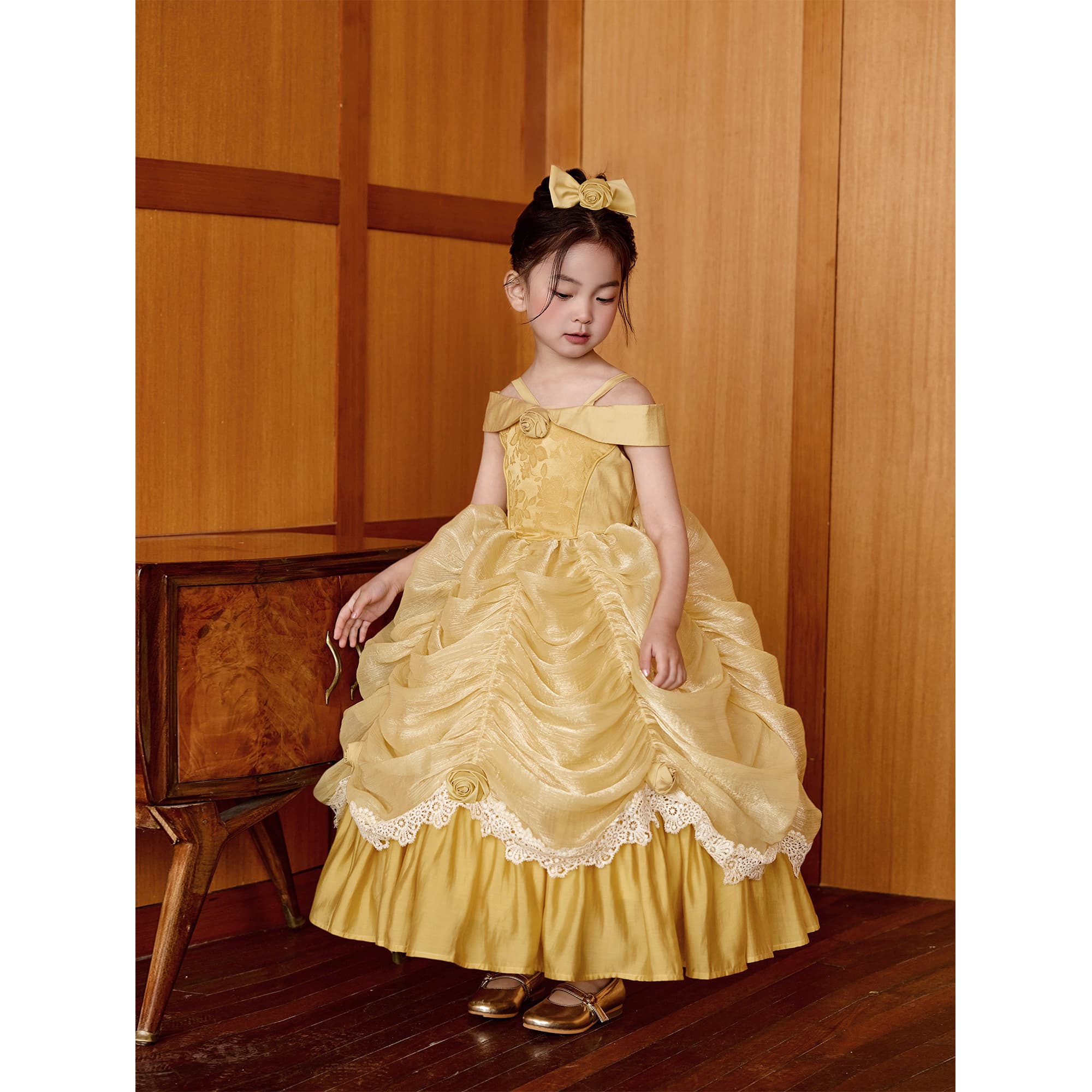 NAIXIBABY Fairy Tale Series! Girls Hand-Twisted Flower Belle Princess Dress with Lace Trim Birthday Party Gown