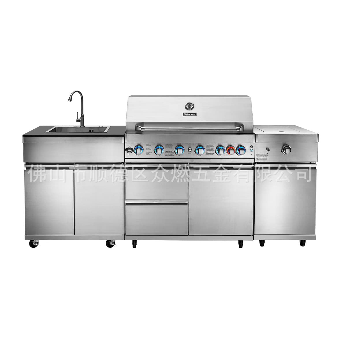 Stainless Steel 304 BBQ Island High-End Courtyard Villa BBQ Kitchen Luxury Outdoor BBQ Station Grill Cabinet