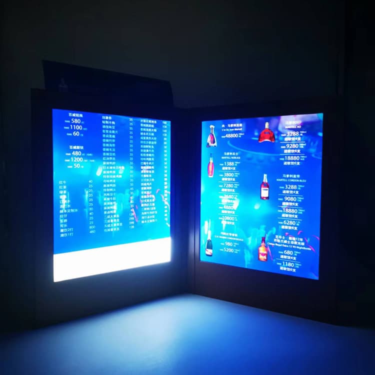 Bar hotel double-sided illuminated beverage menu illuminated menu illuminated ordering book illuminated order pad LED menu book