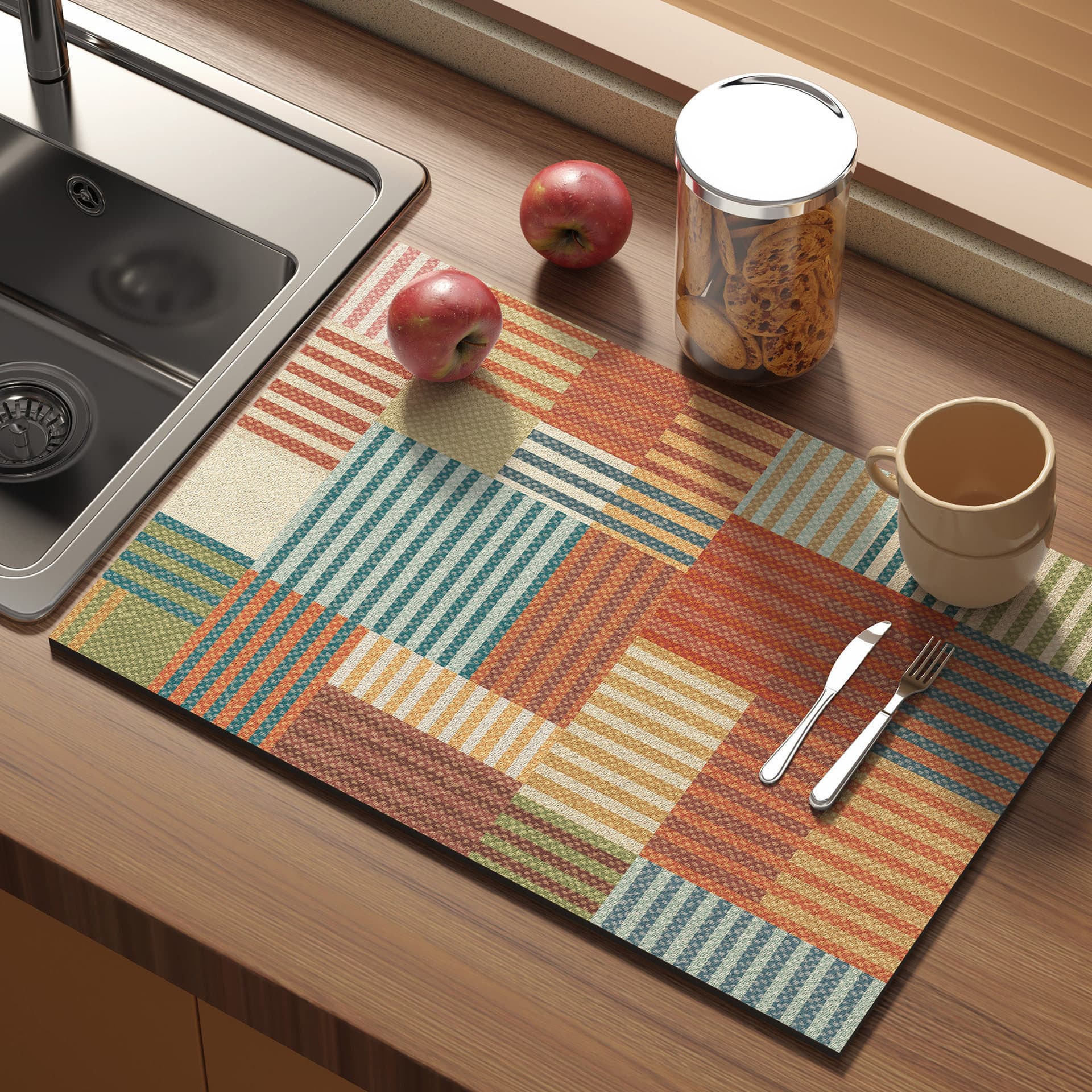 Vintage Diatomite Drying Mat for Kitchen Countertop, Water Absorbent Mat for Dishes, Coffee Machine Mat