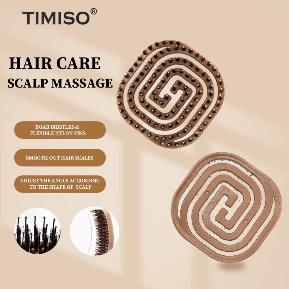 TIMISO pig bristle elastic comb, same style as a Korean brand, portable mini hair brush for styling