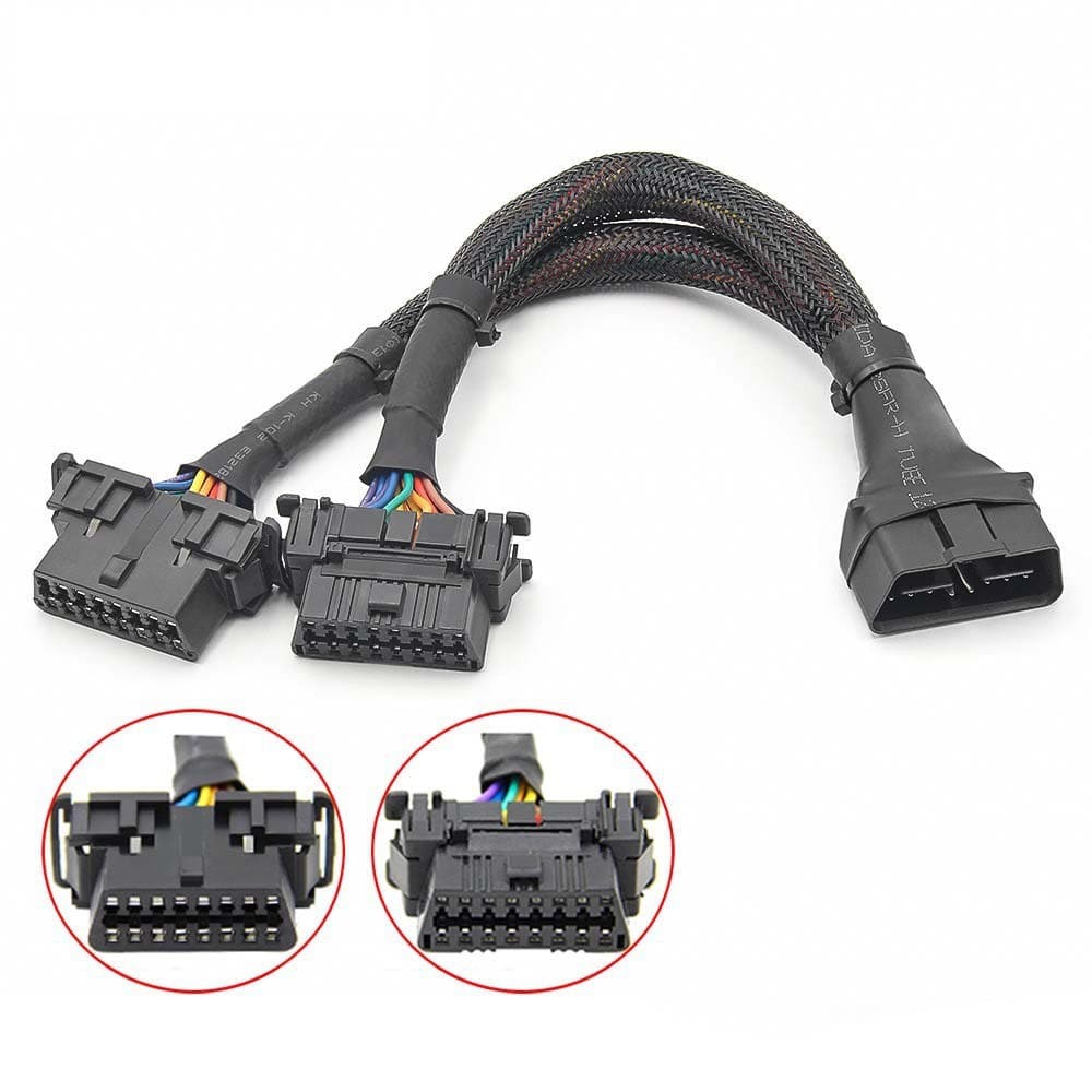 Automotive OBD one-to-two wire harness, two specifications of female connectors, full pins and wires, Converted Cable