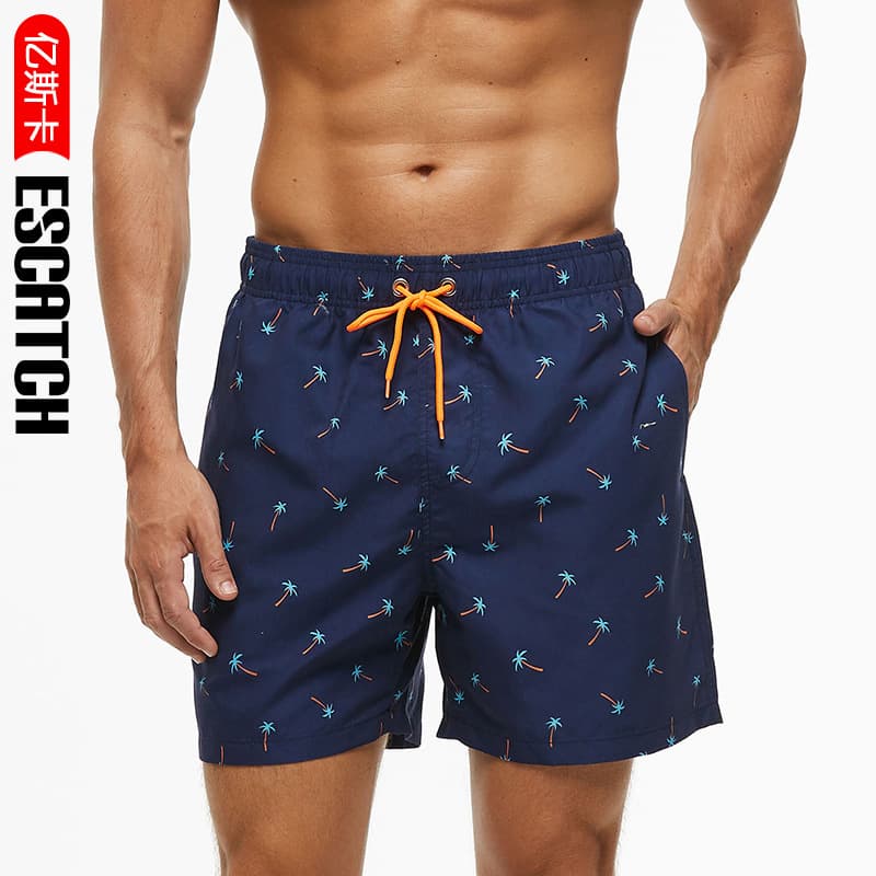 ESCATCH Factory Direct Cross-border Printed Beach Shorts Men's Swim Trunks Quick Dry 4-Part Shorts Casual Pants Swimwear