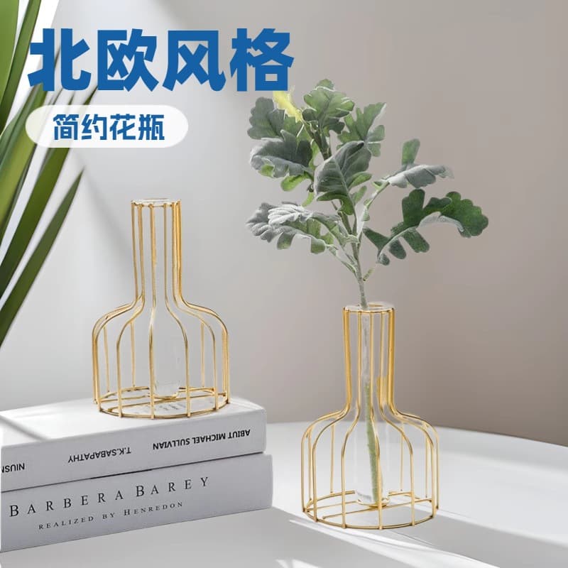 Japanese-style hydroponic vessel, creative desktop flower arrangement, dried flowers, green plants, transparent glass vase for hydroponic pothos, decorative ornament