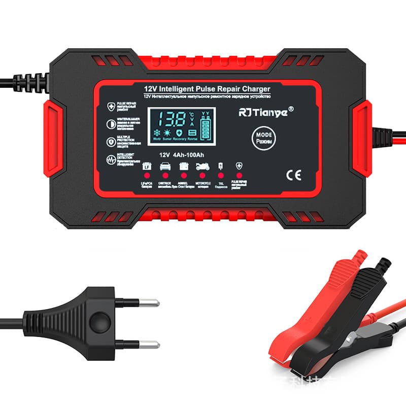 12V 6A Motorcycle Car Battery Charger Intelligent Universal Repair Lead-Acid Battery Charger