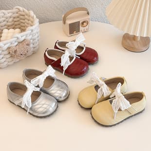 Girls Leather Shoes Spring Autumn New Sweet Bow Princess Shoes Korean Style Fashionable Versatile Girls Shoes