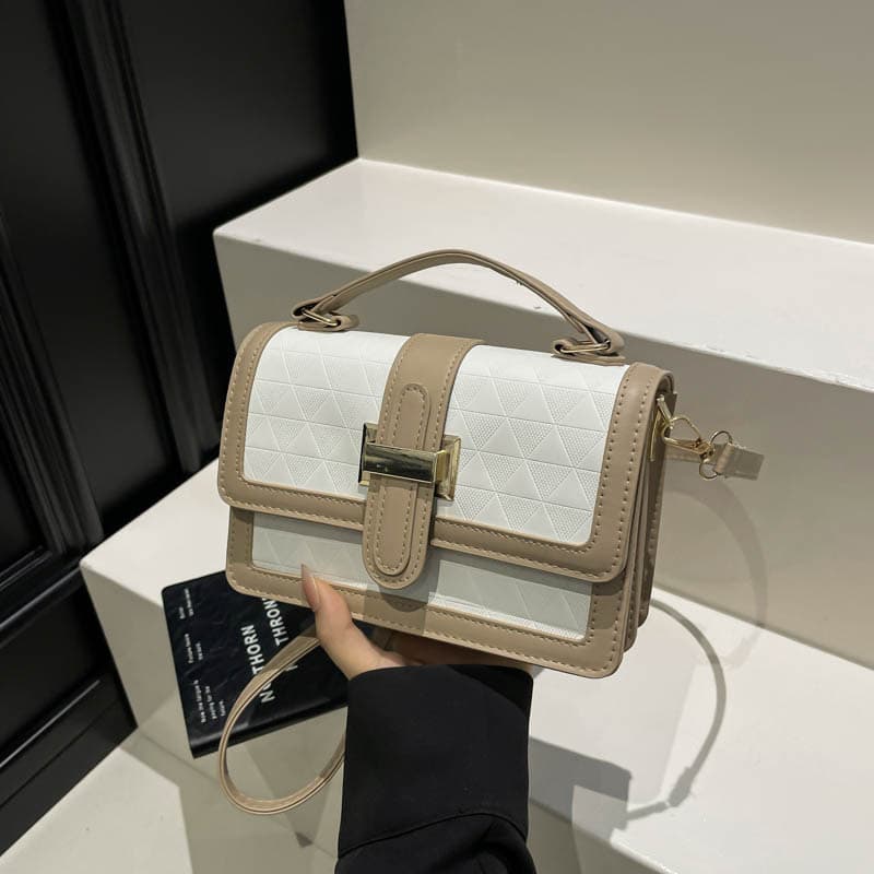 Color matching fashion trend contrasting color casual one-shoulder portable crossbody small square bag texture women's 2025 early autumn new style