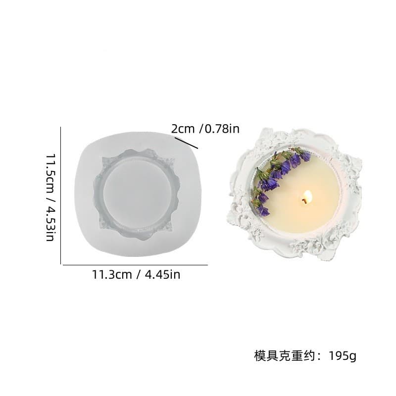 European Petal Relief Candle Holder Silicone Mold Peach Blossom Candle Holder 3D Flower Scented Candle Relief Plaster Mold