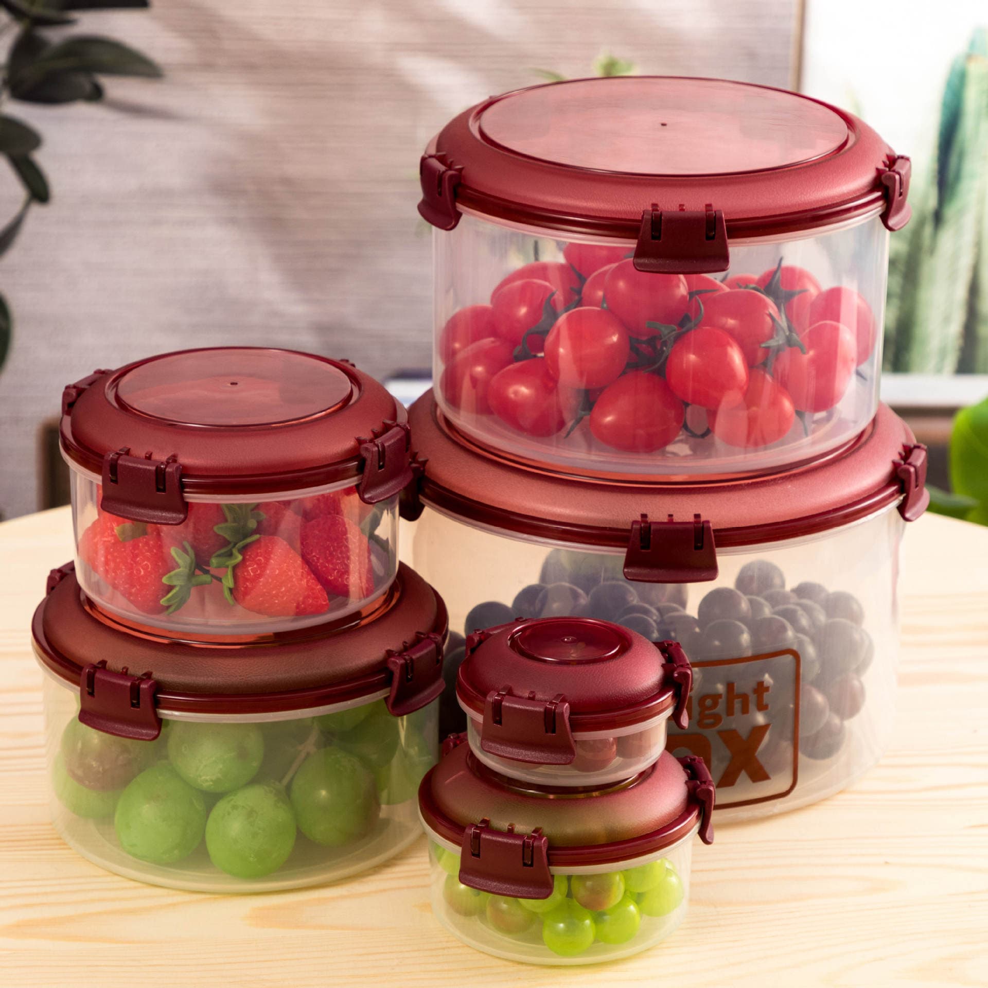 Simple plastic seal box pickle box refrigerator fresh storage box set food box silicone seal ring fresh box