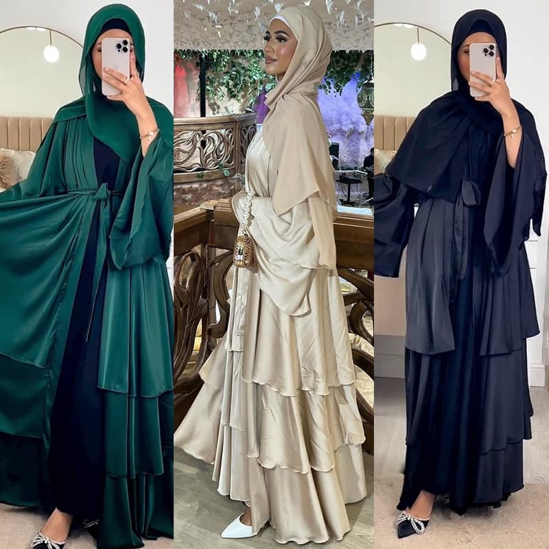 MQ102 2025 Summer Factory Direct New Modest Cross-Border E-Commerce Fashion Solid Color Long Dress Outerwear Cardigan