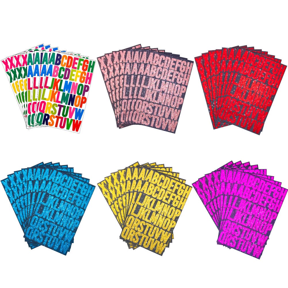 1-inch Alphanumeric Stickers Glitter Silver Gold Sparkle Multicolor Combo DIY Letters Waterproof Decorative