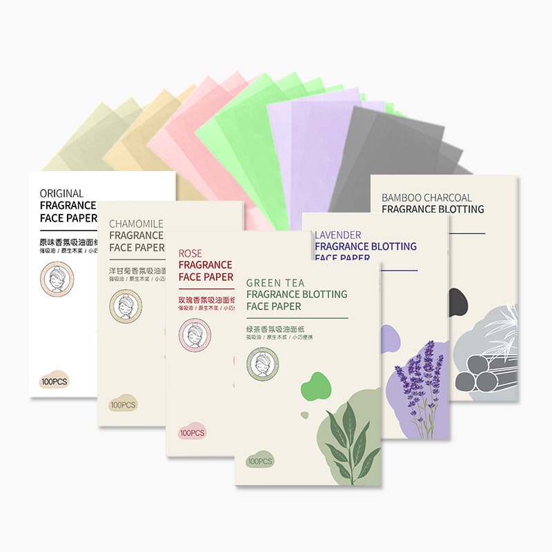 Facial Oil Blotting Paper 100 Sheets, Flaxseed Pulp Granule Suede, Scented Oil Blotting Paper, Portable Pull-Out Type, Cosmetic Tool