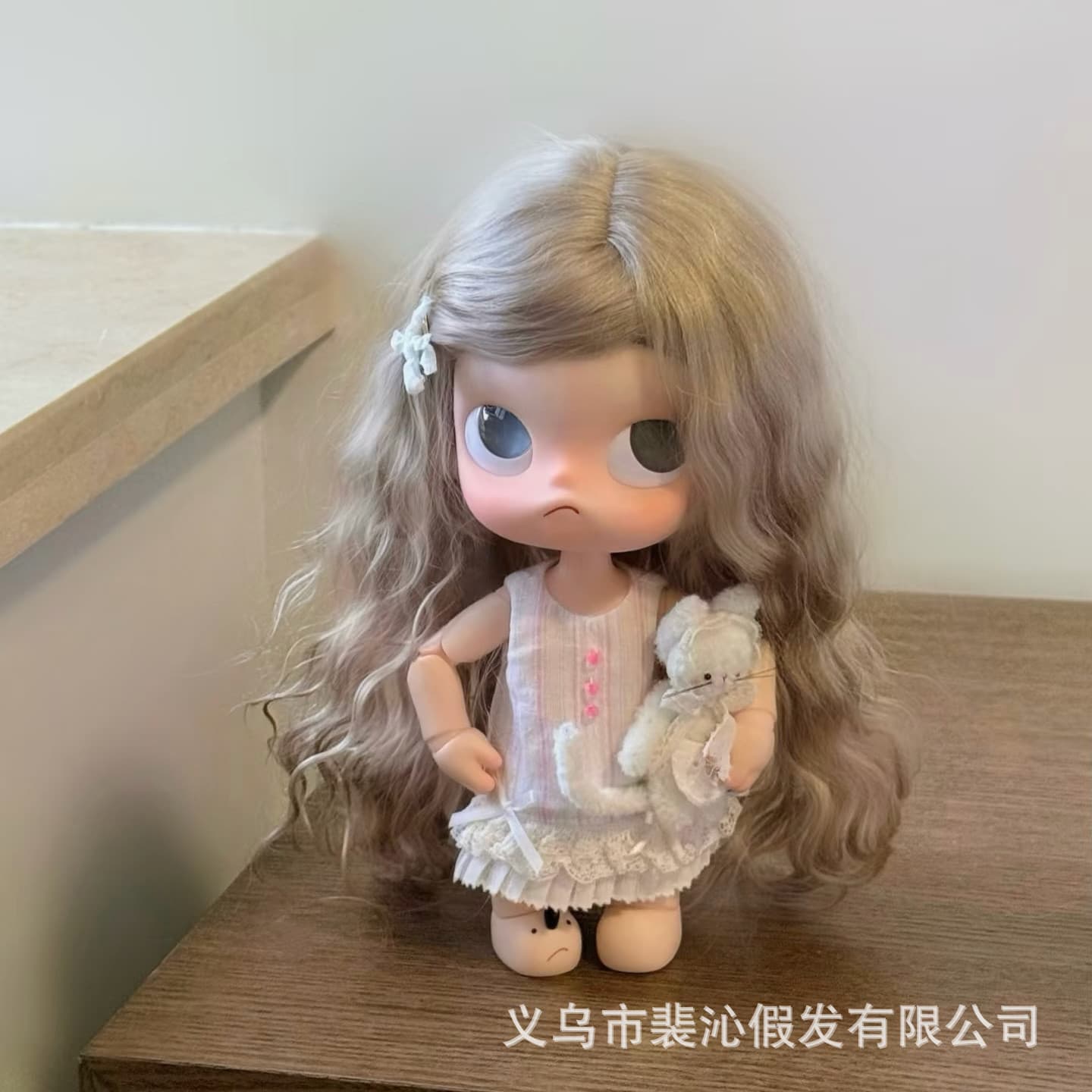 Ga Zi Doll 3/4/6 Inch Water Wave Milk Tea Brown Wig Set with Bangs Princess Long Hair Cap Base
