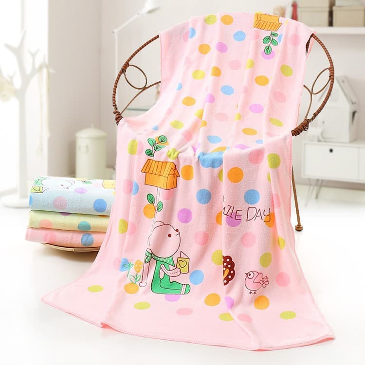 Microfiber Cartoon Print Bath Towel, Absorbent Children's Large Towel, Quick-Dry Bath Wrap, Beach Towel, Factory Wholesale