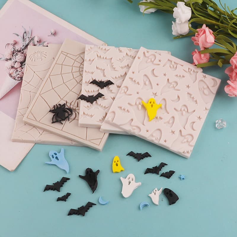 Halloween Ghost Spider Silicone Mold, Gum Paste Fondant Cake Mold, DIY Resin Mold, In Stock