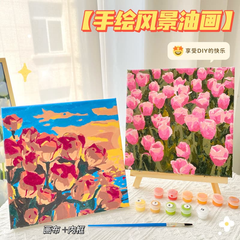 DIY Digital Oil Painting Fill-in for Kids Decorative Painting Hand-painted Landscape Oil Painting Student Hand-colored Stress Relief Painting Manufacturer