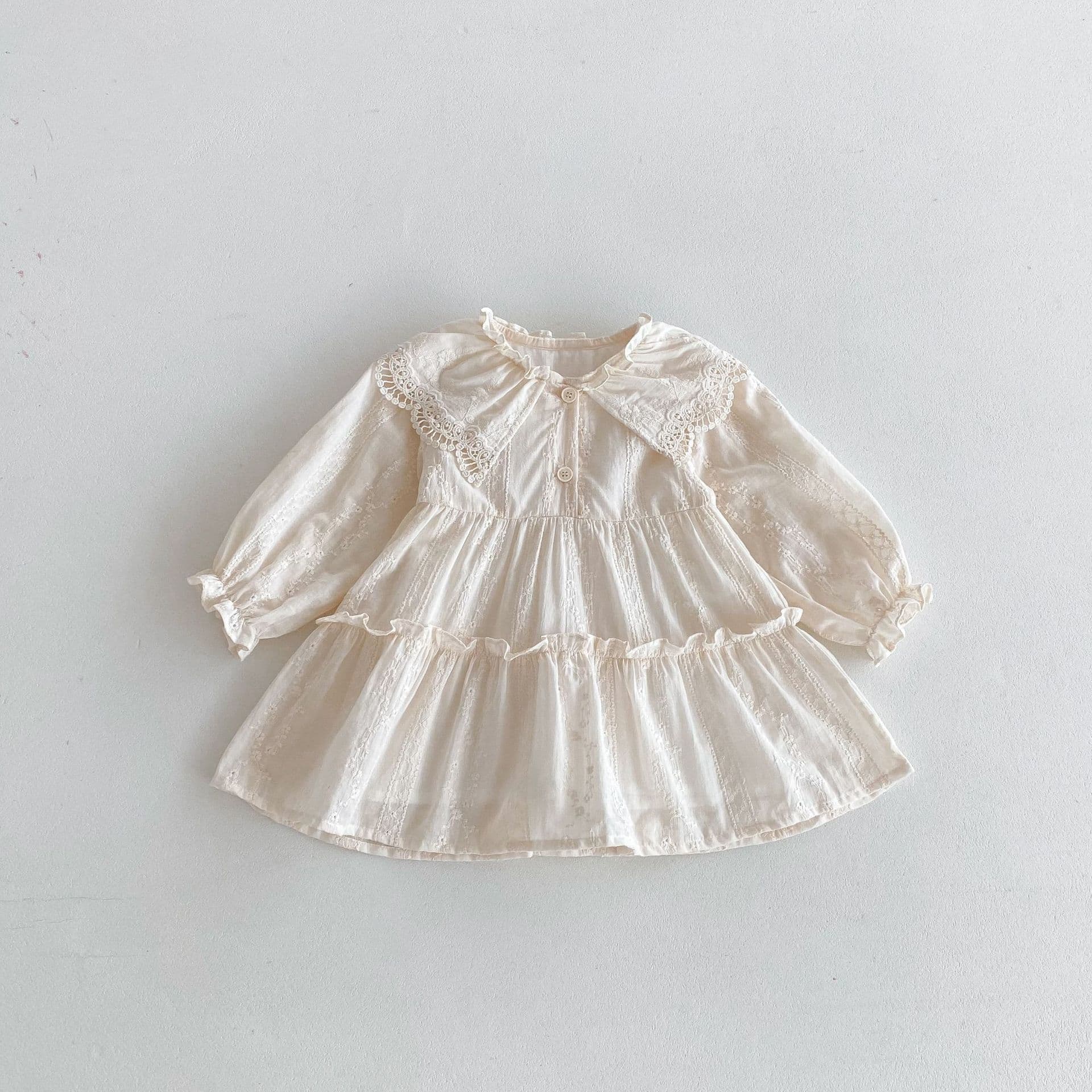 Girls' dresses for small and medium-sized children in autumn Korean style baby girl lapel lace fashionable children's long-sleeved princess dress