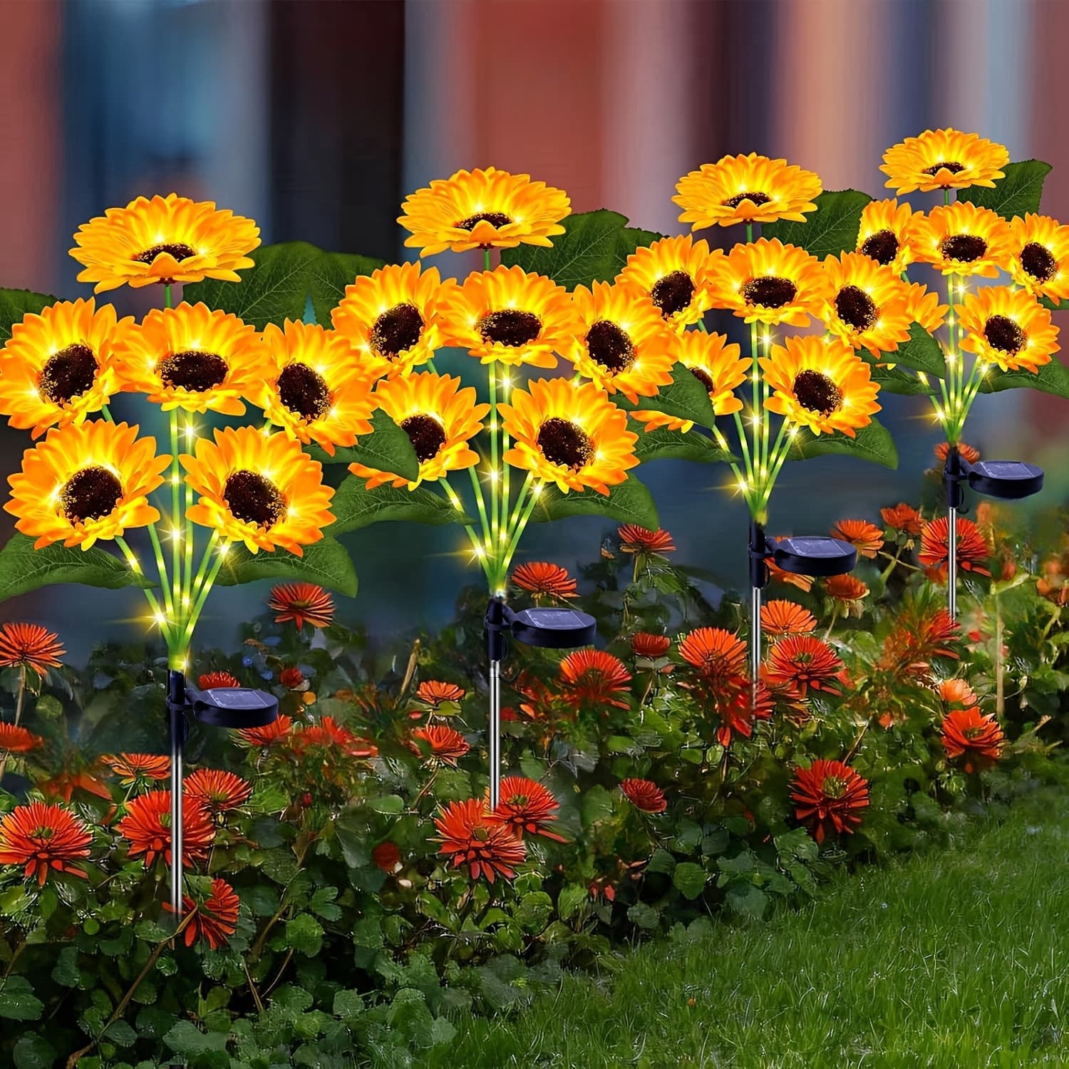 Solar Sunflower Lamp Led Ground Lamp Viewing Artificial Flower Lamp Outdoor Rainproof Solar Lawn Decorative Lamp