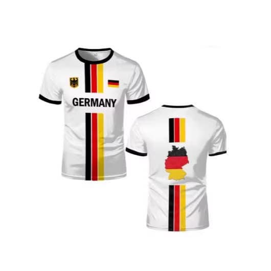2026 Germany Men's Football Jersey, German Flag Pattern Short Sleeve T-Shirt, Summer Plus Size Sports T-Shirt