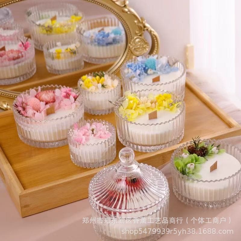 Women's Day DIY Dried Flower Scented Candle Kit with Yurt Glass Cup Container
