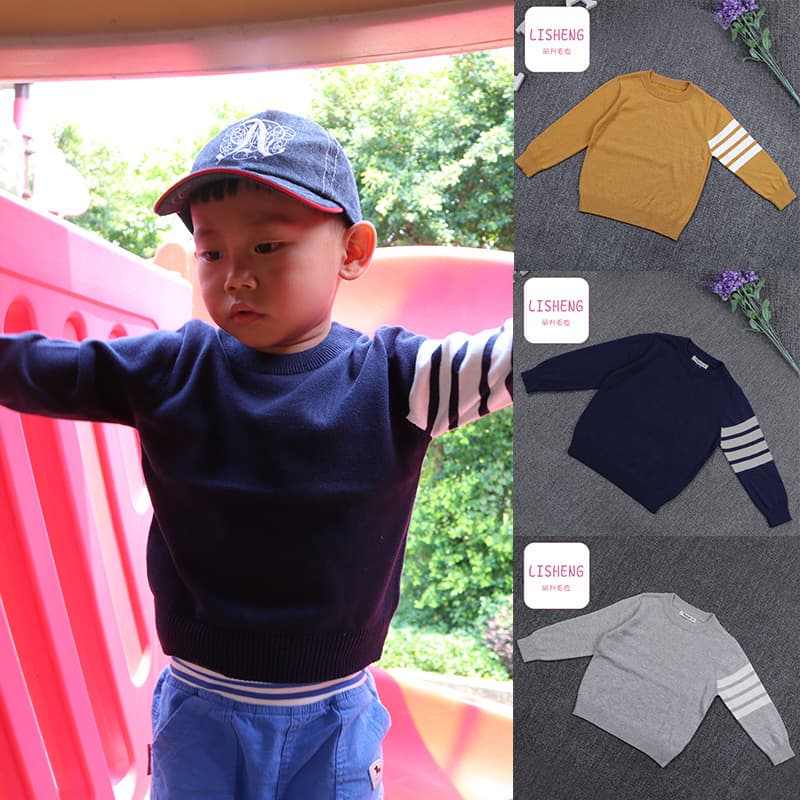 Taobao Factory Children's Wear Korean Style Spring/Autumn Round Neck Pullover Sweater Children's Base Layer Knitwear Small Batch Custom Processing