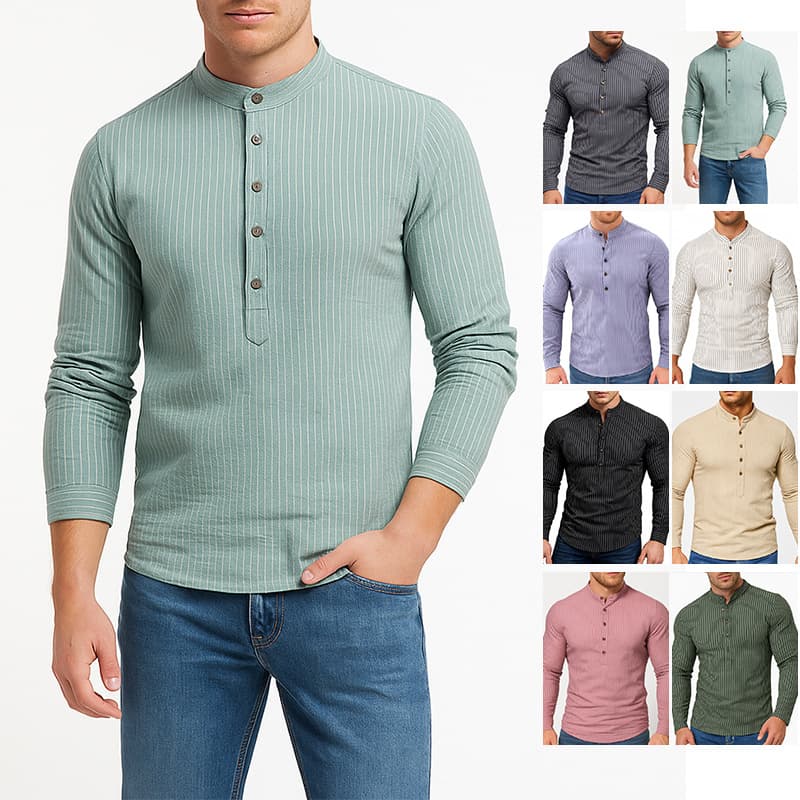 Men's Long Sleeve Printed Shirt Casual Slim Fit Polyester Fiber Spring Autumn Wish Men's Fashion Wholesale Floral Shirt