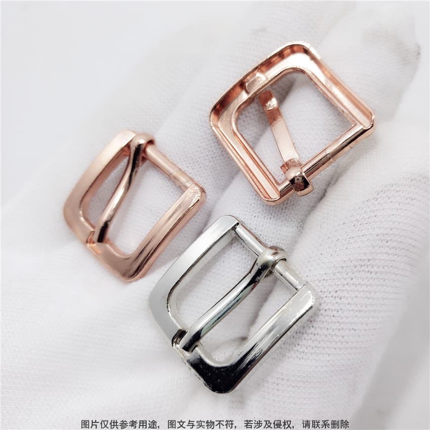 15mm inner diameter rose gold pin buckle, trendy high-quality alloy die-cast shoe buckle, custom shoe accessories from Shishi manufacturer.