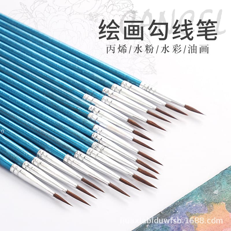 Fine Detail Brush for Line Drawing, Outlining, Nail Art with Horse Hair Wooden Handle, Gouache, Oil, Acrylic Art Line Drawing Brush for Paint