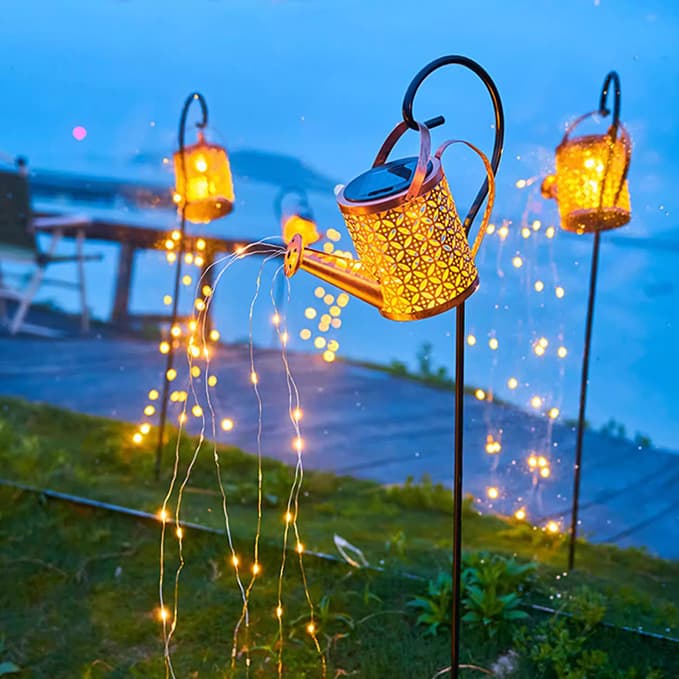 Solar Outdoor Garden Lamp Iron Art Hollow Garden Balcony Landscape Lamp Cross-border Lawn Villa Copper Kettle Lamp