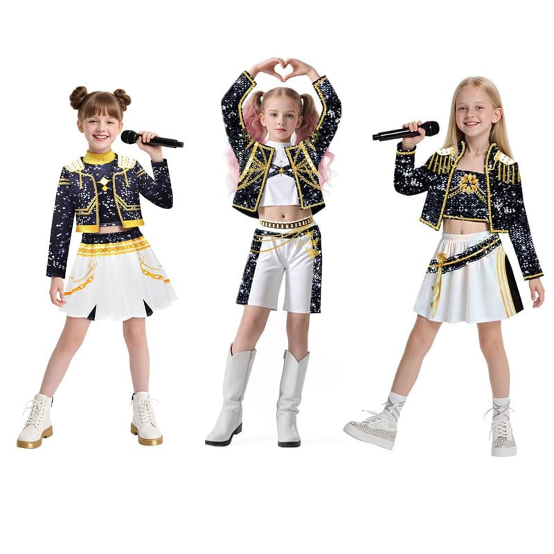 2025 New Hot Devil Hunter K-POP Costume Popular Singer Halloween Women's Kids Cos Set