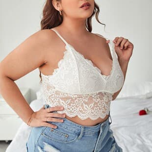 Plus Size V-Neck Lace Lingerie, Sexy Open Back Camisole Sleepwear for Cross-Border E-Commerce, Foshan Lingerie Factory Custom
