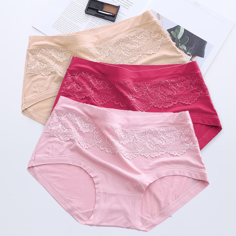 New Modal Plus Size Mid-Rise Women's Panties Solid Color Breathable Middle-Aged Women's Plus Size Triangle Panties