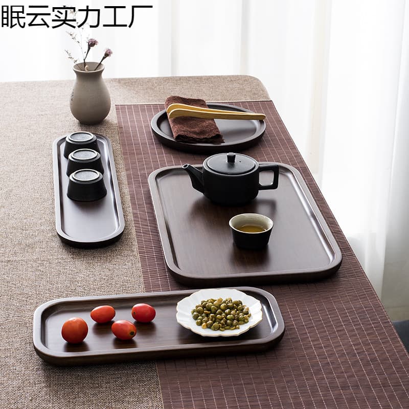 Walnut Wood Tea Cup Tray, Dried Fruit Plate, Rectangular Plate, Commercial Serving Tray, Home Cake Dessert Plate