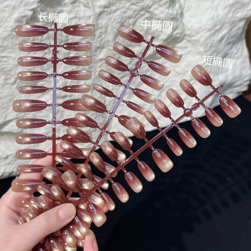 Finished Wearable Nail Whitening Patch Black Plum Gold Sand Manicure 2025 New Short/Medium/Long Style