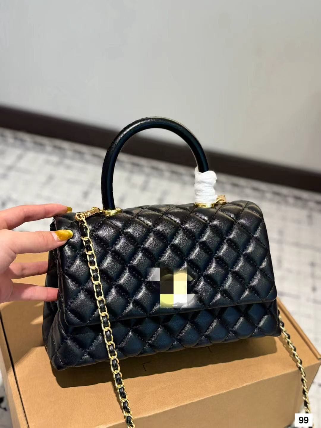 2025 New COCO Handel Genuine Leather Caviar Shoulder Crossbody Handbag Top Handle Chain Women's Bag