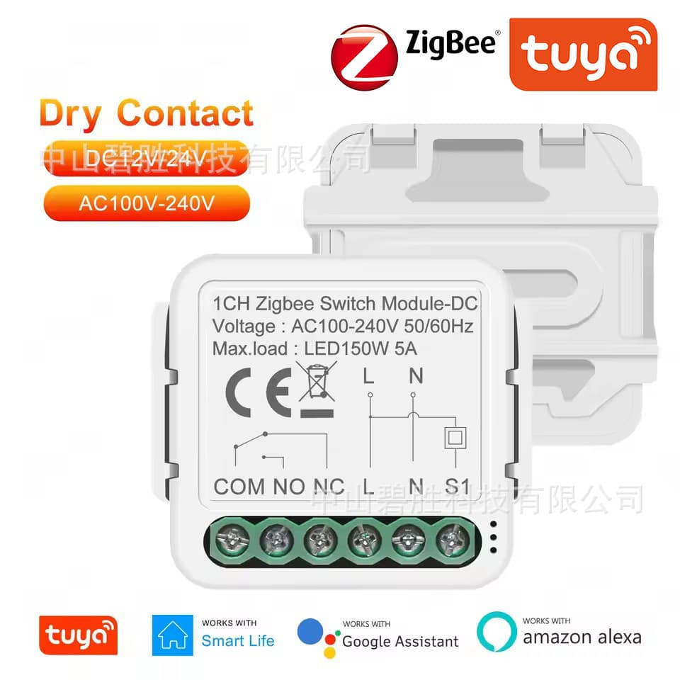 Tuya Smart WiFi Switch Dry Contact 12/24VDC Low Voltage NO/NC Normally Open Normally Closed Zigbee On/Off Controller
