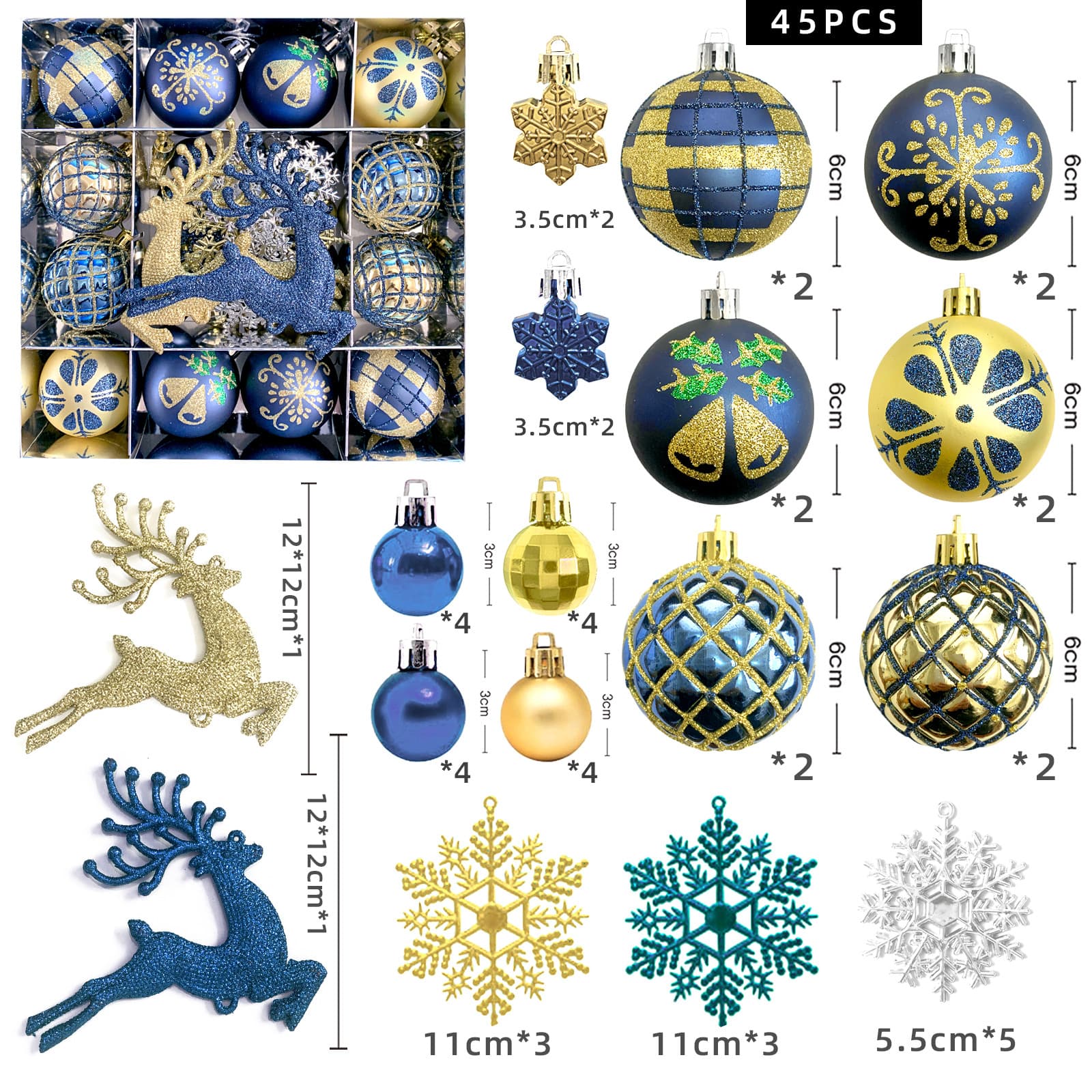 Cross-border Christmas 6cm Electroplated Light Ball Set Plastic Ball-Shaped Painted Christmas Ball Christmas Tree Hanging Ornament