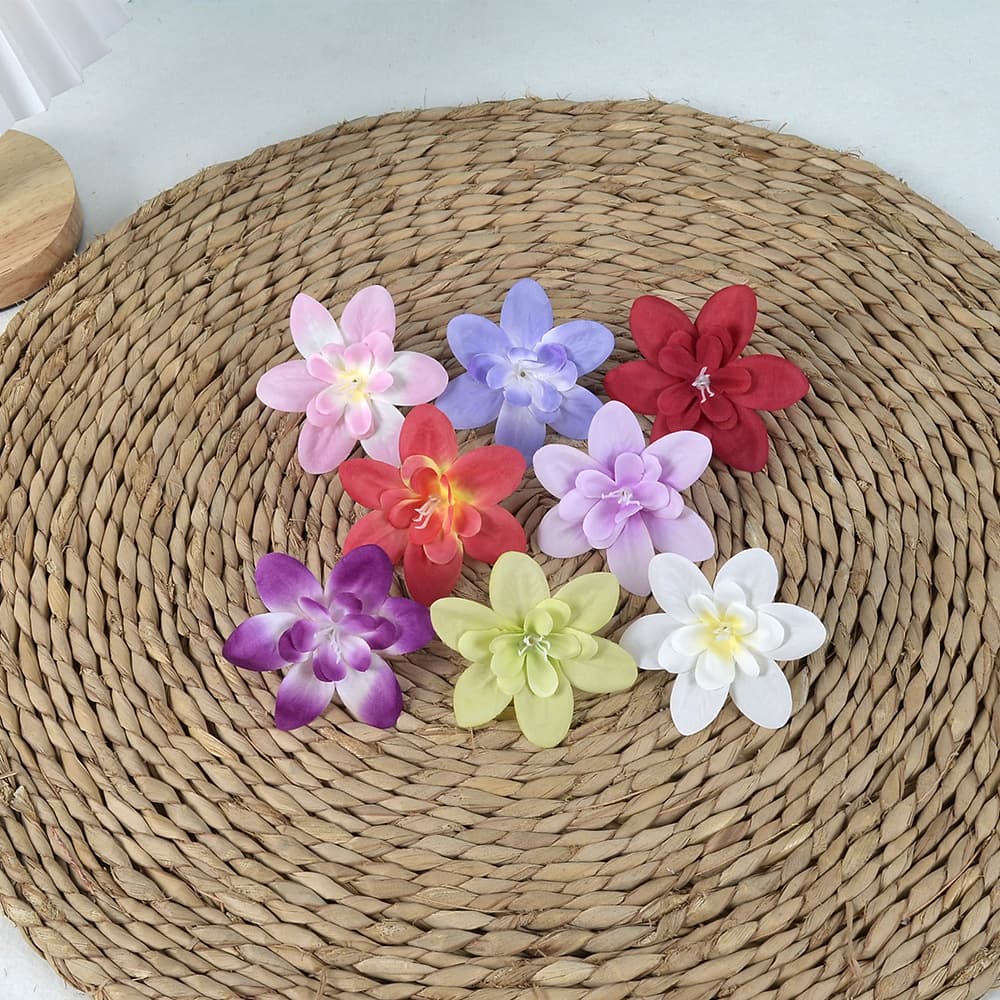 Freesia flower heads, wedding photography props fake flowers, living room dining table plate flower accessories, catering display orchids.