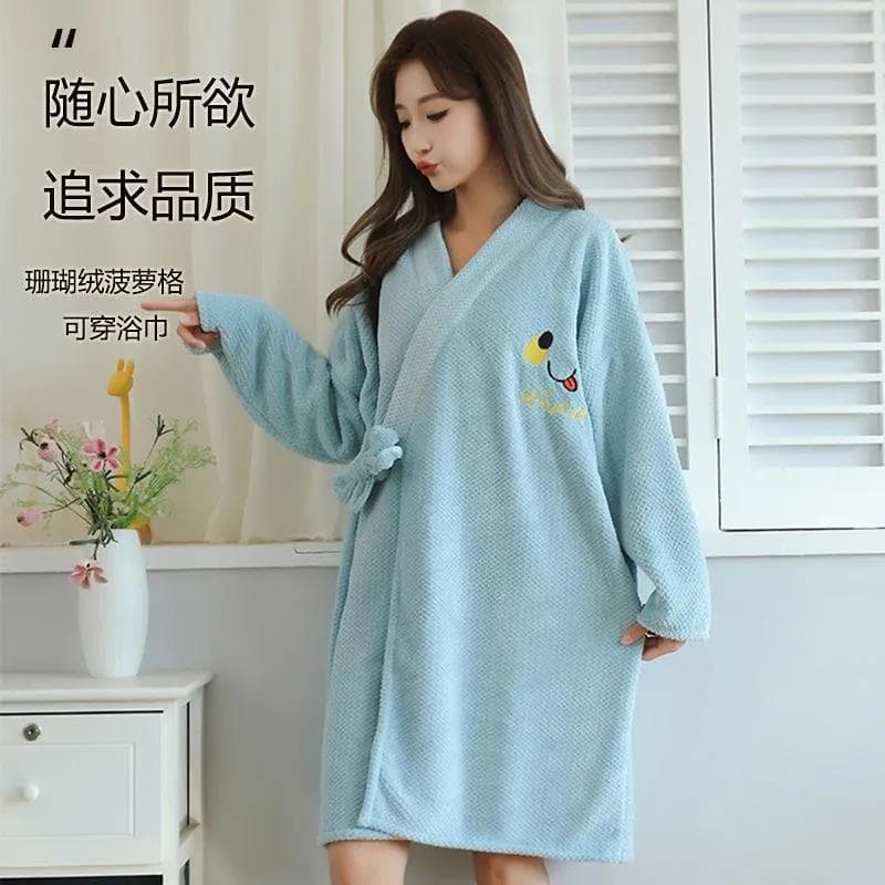 2023 New Women's Home Bath Towel Robe, Pure Cotton Absorbent Bathrobe for Adults, Wearable Bath Wrap and Shower Towel