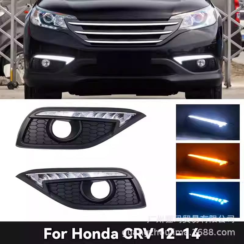 Compatible with 2012-2014 Honda CRV Daytime Running Lights, Old CR-V Modified LED DRL Fog Light with Sequential Turn Signal
