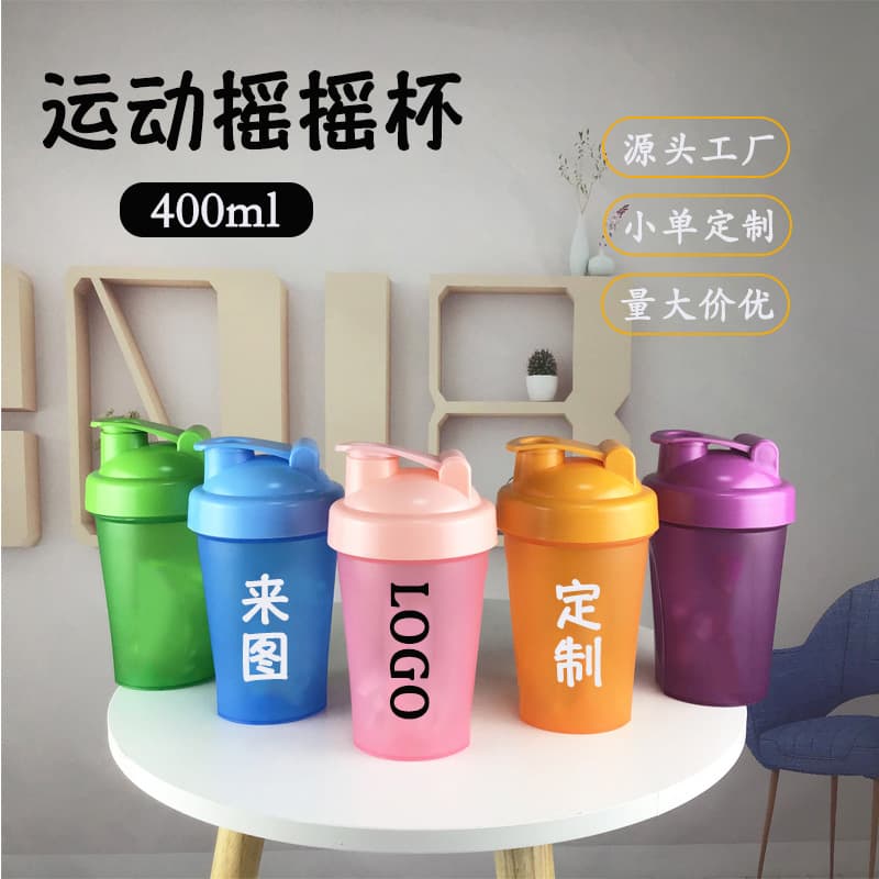 Wholesale Shaker Cup for Milkshake Meal Replacement Protein Powder Mixing Cup 400ml Plastic Water Bottle with Custom Logo Printing