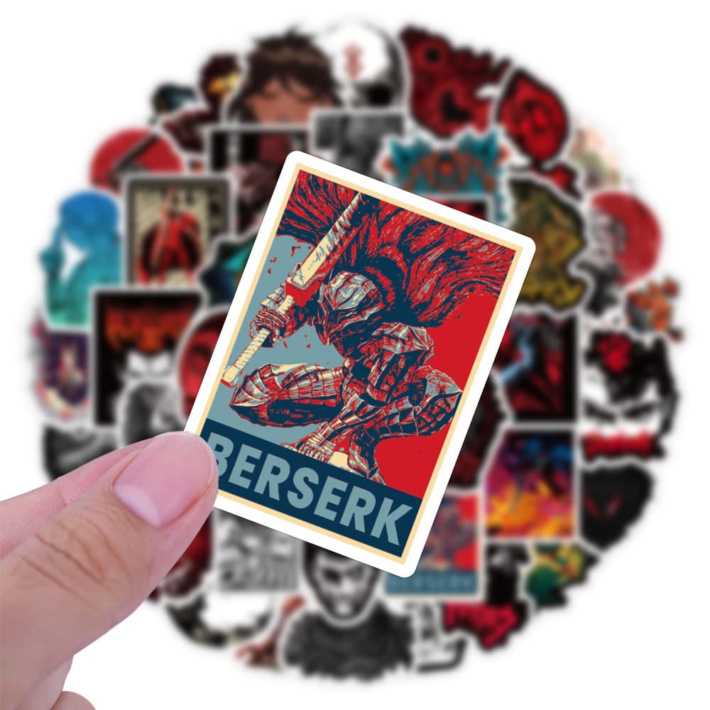 50pcs Berserk Anime Stickers for Laptop, Luggage, Water Bottle, Skateboard, Helmet